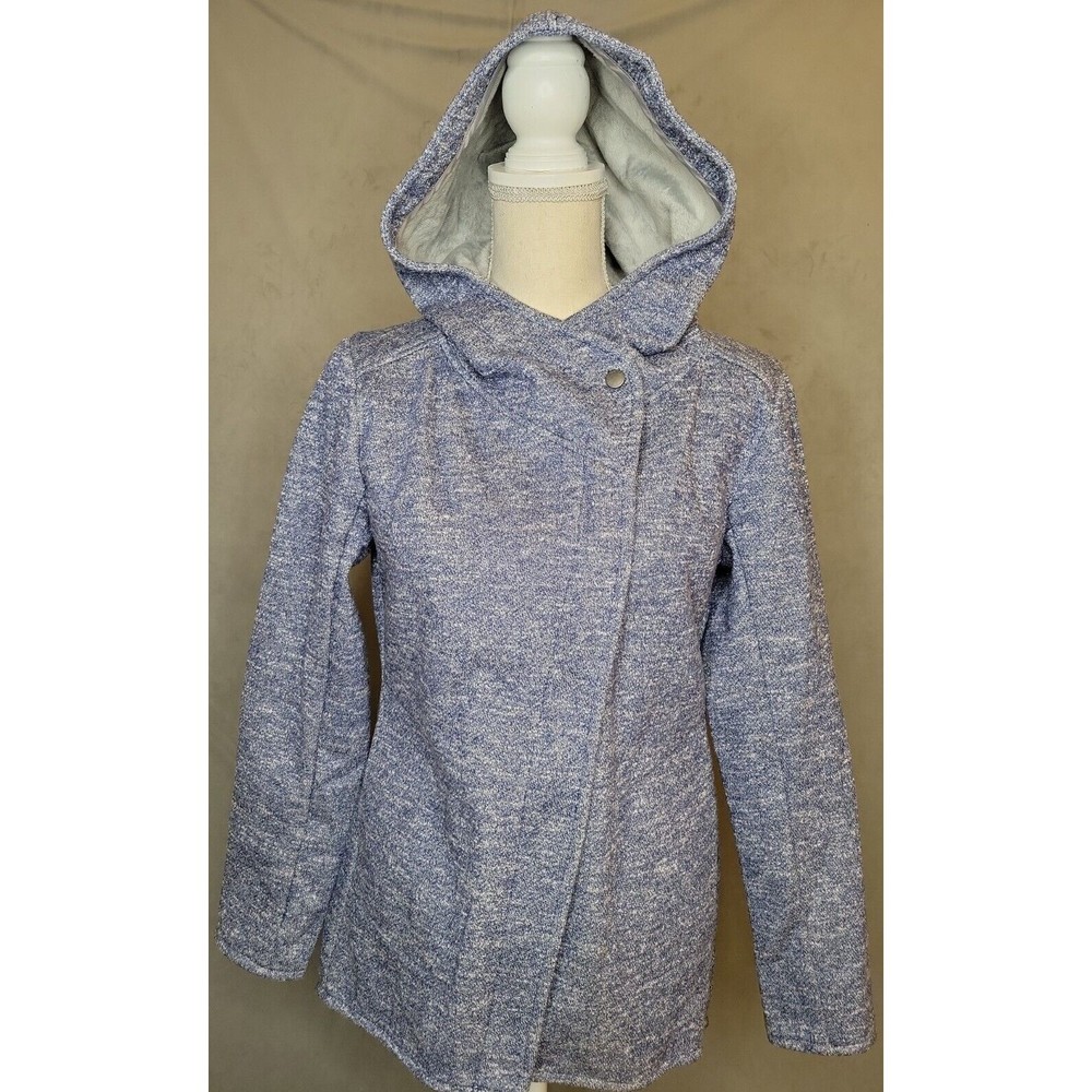 Mia Melon Hooded Women's Coat in Heathered Blue